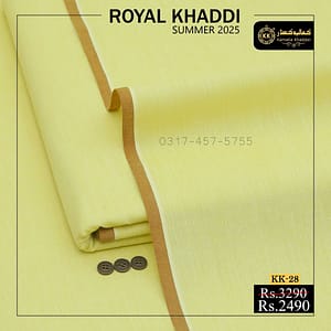 KK-28 Lemon Yellow Royal Khaddi Summer Khaddar