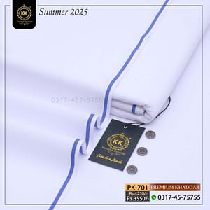 PK-701 Premium White Khaddar Summer Collection